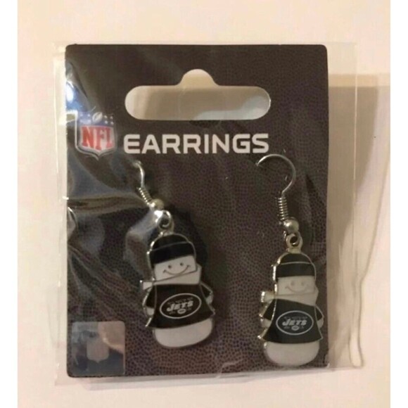 NFL New York Jets Snowman Earrings - Picture 1 of 2
